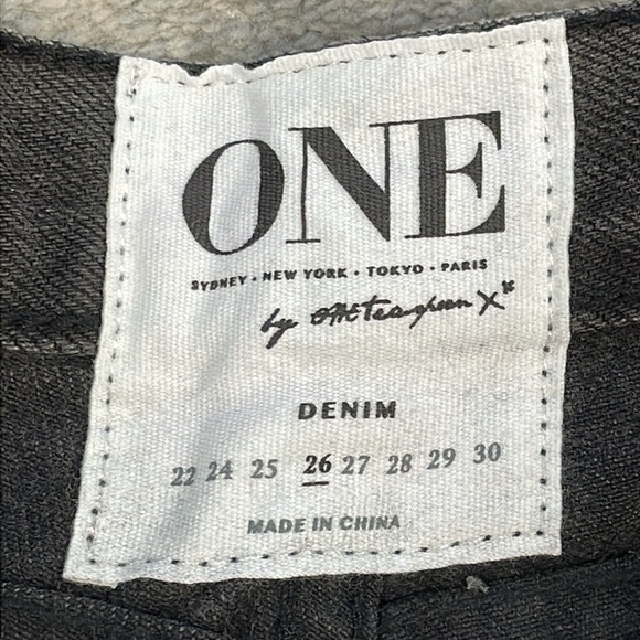 NWT One Teaspoon Tough Guys Jeans Basalt Black Distressed Wide Leg Sz 26 - Picture 6 of 10